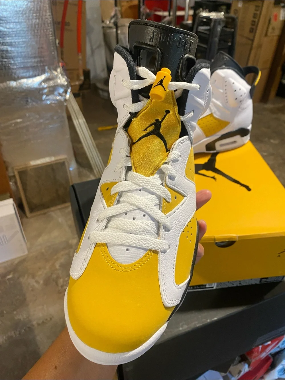 Jordan Retro 6 White and Yellow Sneakers